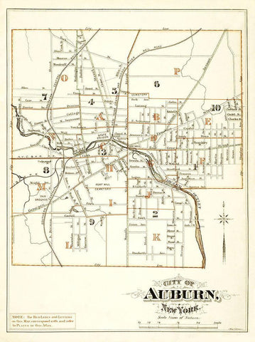 Auburn New York - Mac Cormac 1875 Black Ornate Wood Framed Art Print with Double Matting by Mac Cormac