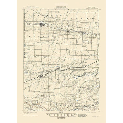 Bergen New York Quad - USGS 1899 White Modern Wood Framed Art Print by USGS