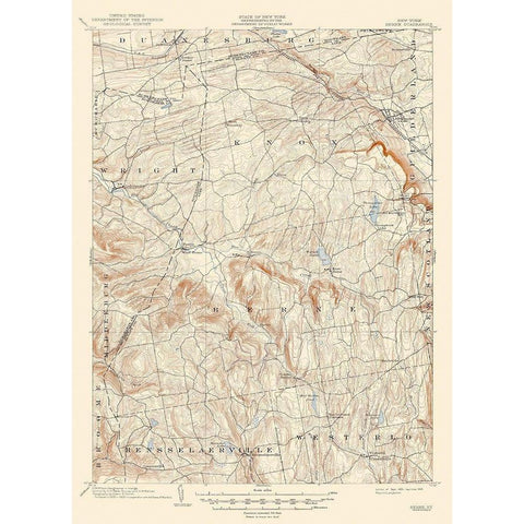 Berne New York Quad - USGS 1903 White Modern Wood Framed Art Print by USGS