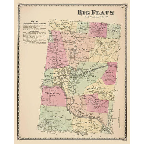 Big Flats New York Landowner - Beers 1869 Black Modern Wood Framed Art Print with Double Matting by Beers