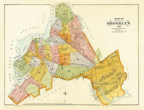 Brooklyn, Unionville New York - Robinson 1890 Black Ornate Wood Framed Art Print with Double Matting by Robinson