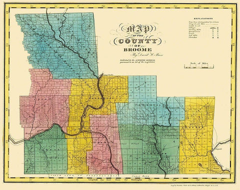 Broome New York Landowner - Burr 1829 Black Ornate Wood Framed Art Print with Double Matting by Burr