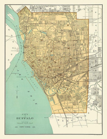 Buffalo New York Black Ornate Wood Framed Art Print with Double Matting by Bien