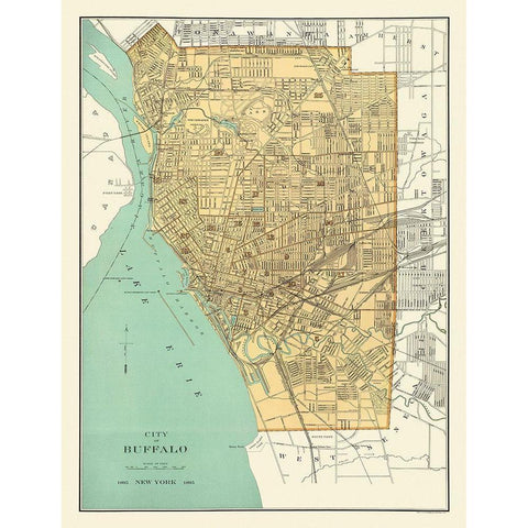 Buffalo New York Gold Ornate Wood Framed Art Print with Double Matting by Bien