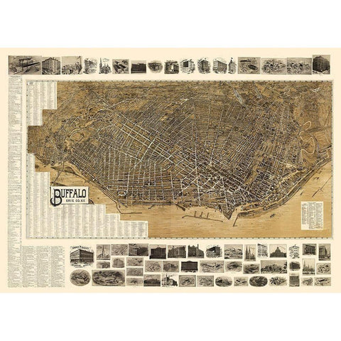 Buffalo New York - Landis 1902 Black Modern Wood Framed Art Print by Landis