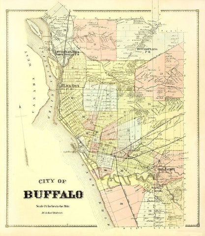 Buffalo New York Landowner - Stone 1866 Black Ornate Wood Framed Art Print with Double Matting by Stone