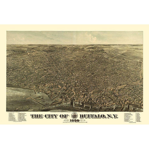 Buffalo New York - Hutchinson 1880  White Modern Wood Framed Art Print by Hutchinson