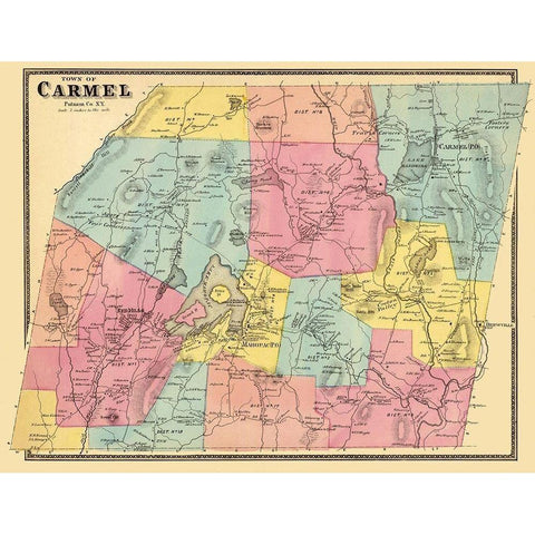 Carmel New York Landowner - Beers 1868 Black Modern Wood Framed Art Print with Double Matting by Beers