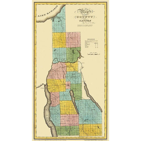 Cayuga New York Landowner - Burr 1829 Black Modern Wood Framed Art Print with Double Matting by Burr