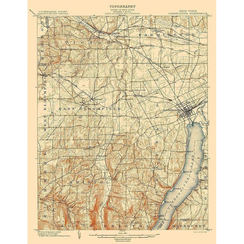 Canandaigua New York Quad - USGS 1903 Black Modern Wood Framed Art Print with Double Matting by USGS