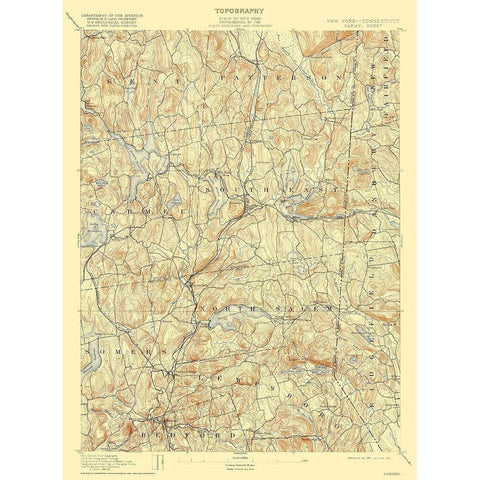 Carmel New York Sheet - USGS 1894 White Modern Wood Framed Art Print by USGS