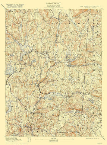 Carmel New York Sheet - USGS 1894 Black Ornate Wood Framed Art Print with Double Matting by USGS