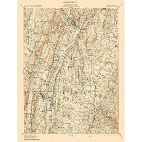 Catskill New York Sheet - USGS 1895 Black Modern Wood Framed Art Print with Double Matting by USGS