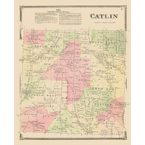 Catlin New York Landowner - Beers 1869 Gold Ornate Wood Framed Art Print with Double Matting by Beers