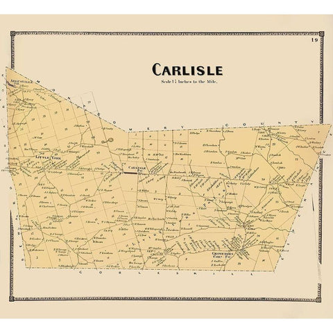 Carlisle New York Landowner - Beers 1866 Black Modern Wood Framed Art Print with Double Matting by Beers