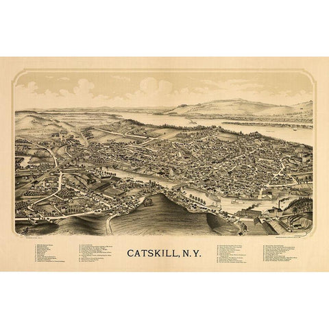 Catskill New York - Burleigh 1889  White Modern Wood Framed Art Print by Burleigh