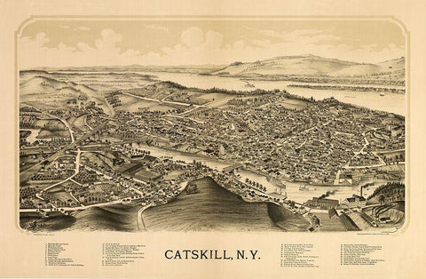 Catskill New York - Burleigh 1889  Black Ornate Wood Framed Art Print with Double Matting by Burleigh