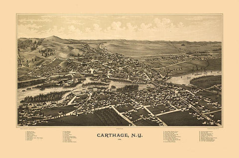 Carthage New York - Burleigh 1888  White Modern Wood Framed Art Print with Double Matting by Burleigh