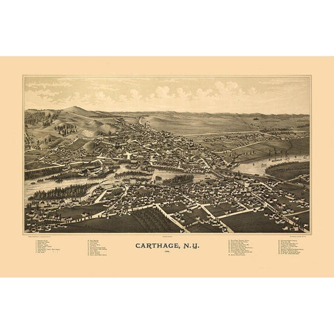 Carthage New York - Burleigh 1888  White Modern Wood Framed Art Print by Burleigh