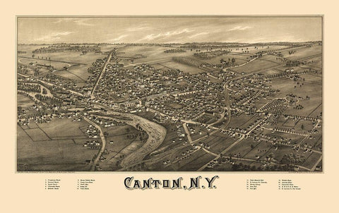 Canton New York - Burleigh 1885  White Modern Wood Framed Art Print with Double Matting by Burleigh