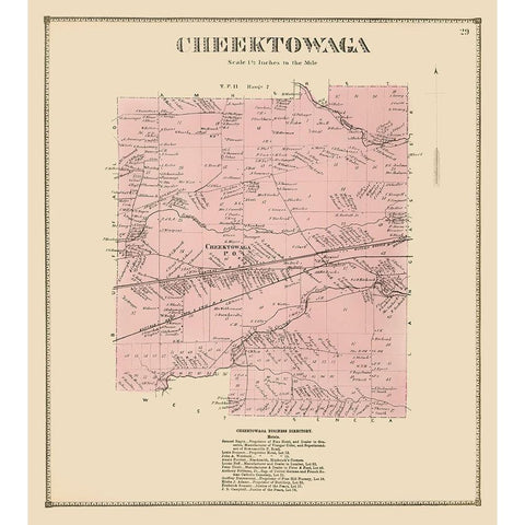 Cheektowaga New York Landowner - Stone 1866 Black Modern Wood Framed Art Print with Double Matting by Stone