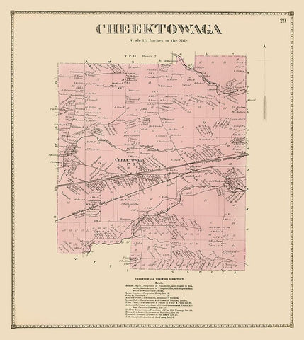Cheektowaga New York Landowner - Stone 1866 Black Ornate Wood Framed Art Print with Double Matting by Stone