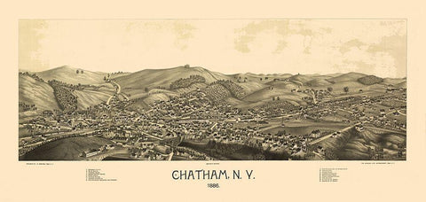 Chatham New York - Burleigh 1886  Black Ornate Wood Framed Art Print with Double Matting by Burleigh