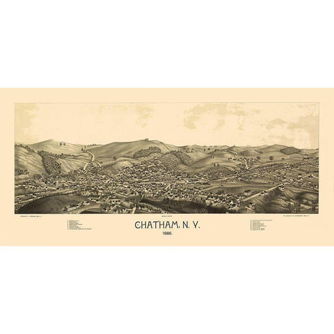 Chatham New York - Burleigh 1886  Gold Ornate Wood Framed Art Print with Double Matting by Burleigh