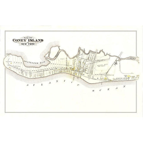 Coney Island New York Landowner - Edsall 1880 White Modern Wood Framed Art Print by Edsall