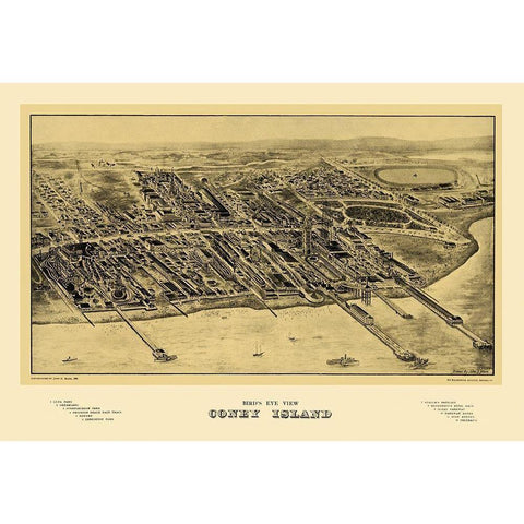 Coney Island New York - Mark 1906 Black Modern Wood Framed Art Print with Double Matting by Mark