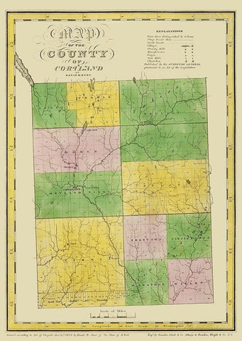 Cortland New York Landowner - Burr 1829 Black Ornate Wood Framed Art Print with Double Matting by Burr