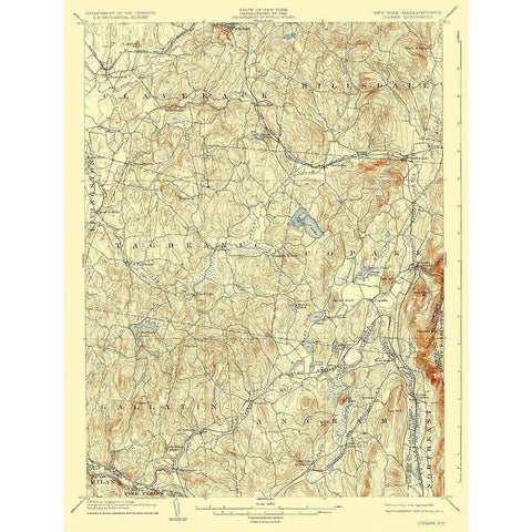 Copake New York Massachetts Quad - USGS 1904 Black Modern Wood Framed Art Print with Double Matting by USGS