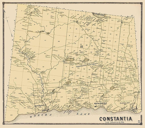 Constantia New York Landowner - Stone 1867 Black Ornate Wood Framed Art Print with Double Matting by Stone