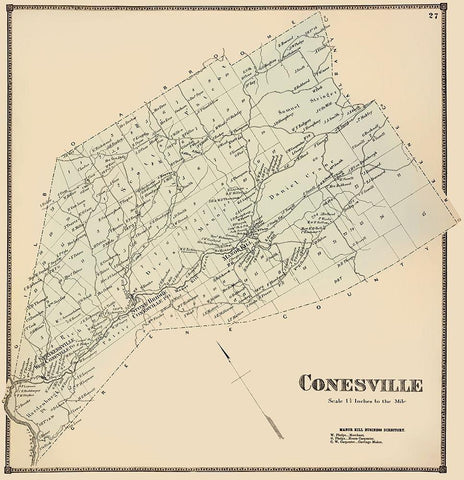 Conesville New York Landowner - Stone 1866 Black Ornate Wood Framed Art Print with Double Matting by Stone