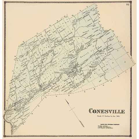 Conesville New York Landowner - Stone 1866 Black Modern Wood Framed Art Print by Stone