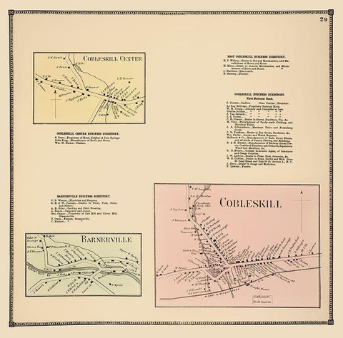 Cobleskill, Bannerville New York Landowner Black Ornate Wood Framed Art Print with Double Matting by Beers