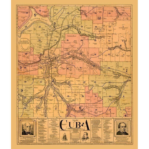Cuba New York - Minard 1901  Black Modern Wood Framed Art Print with Double Matting by Minard