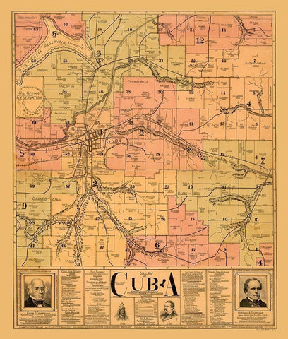 Cuba New York - Minard 1901  Black Ornate Wood Framed Art Print with Double Matting by Minard