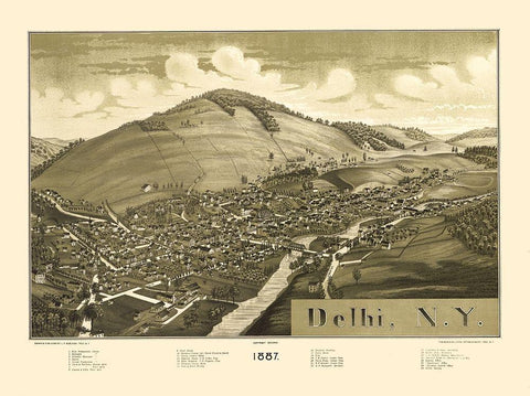 Delhi New York - Burleigh 1887  White Modern Wood Framed Art Print with Double Matting by Burleigh