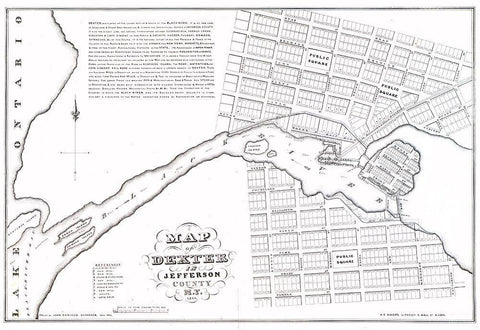 Dexter New York - Denison 1836  Black Ornate Wood Framed Art Print with Double Matting by Denison