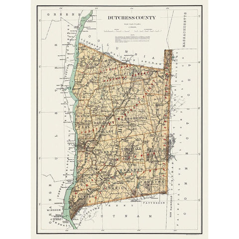 Dutchess New York Landowner - Bien 1895 Black Modern Wood Framed Art Print with Double Matting by Bien