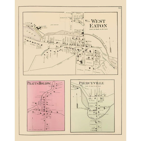 West Eaton New York Landowner - Whitman 1875 White Modern Wood Framed Art Print by Whitman
