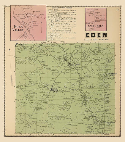 Eden New York Landowner - Stone 1866 Black Ornate Wood Framed Art Print with Double Matting by Stone