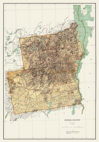 Essex New York Landowner - Bien 1895 Black Ornate Wood Framed Art Print with Double Matting by Bien