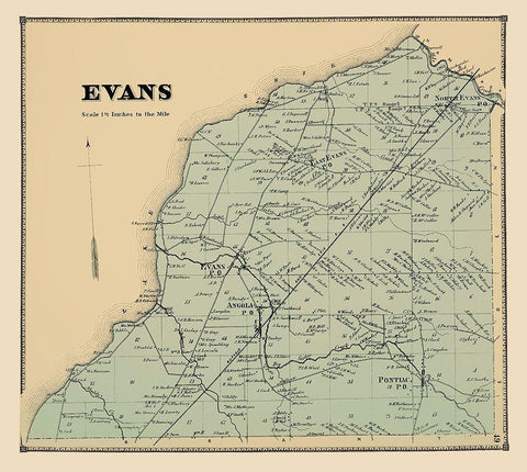 Evans New York Landowner - Stone 1866 Black Ornate Wood Framed Art Print with Double Matting by Stone