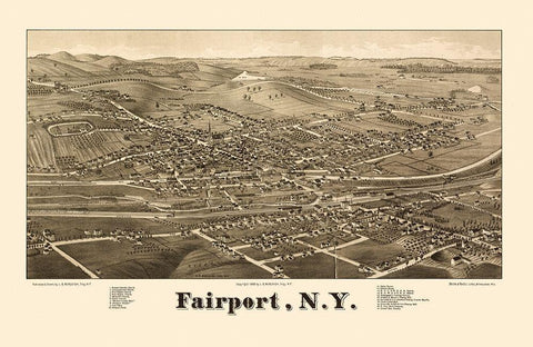 Fairport New York - Burleigh 1885  White Modern Wood Framed Art Print with Double Matting by Burleigh