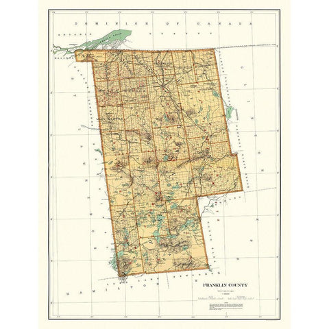 Franklin New York Landowner - Bien 1895 Gold Ornate Wood Framed Art Print with Double Matting by Bien