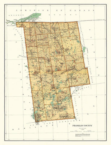 Franklin New York Landowner - Bien 1895 Black Ornate Wood Framed Art Print with Double Matting by Bien