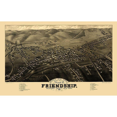 Friendship New York - Stoner 1882  White Modern Wood Framed Art Print by Stoner