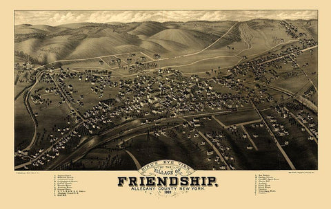 Friendship New York - Stoner 1882  White Modern Wood Framed Art Print with Double Matting by Stoner